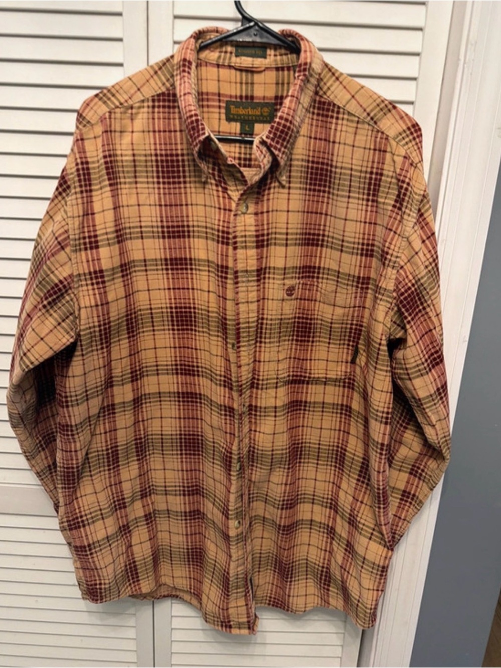 Timberland Men’s Yellow & Brown Plaid Button-Down Shirt